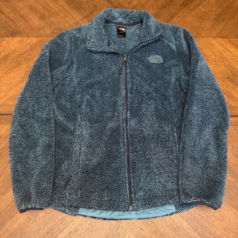 The North Face Osito 2 Fleece Jacket Womens Large Teal Blue Full Zip Mock Neck